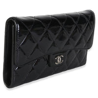 Chanel Black Quilted Patent CC Long Flap Wallet Wallet 3