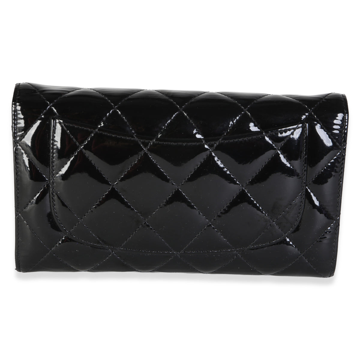 Chanel Black Quilted Patent CC Long Flap Wallet Wallet 4