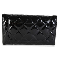Chanel Black Quilted Patent CC Long Flap Wallet Wallet 4