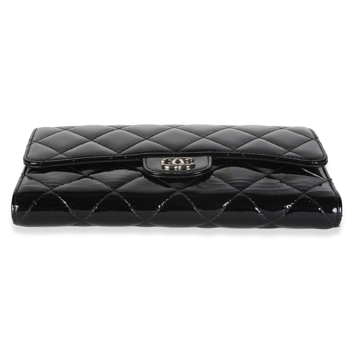 Chanel Black Quilted Patent CC Long Flap Wallet Wallet 5