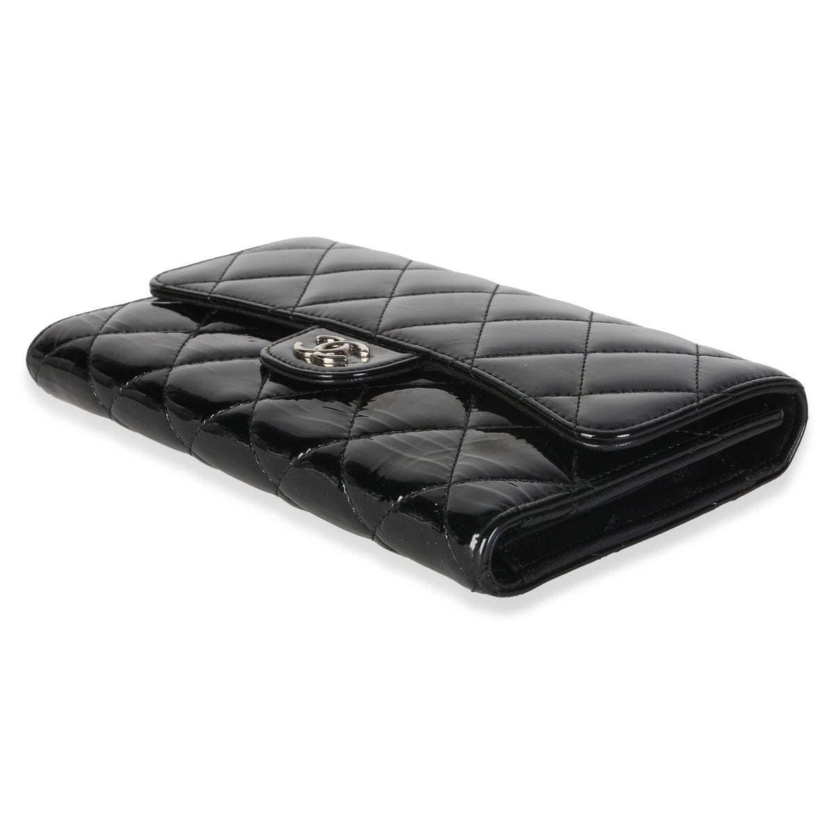 Chanel Black Quilted Patent CC Long Flap Wallet Wallet 6