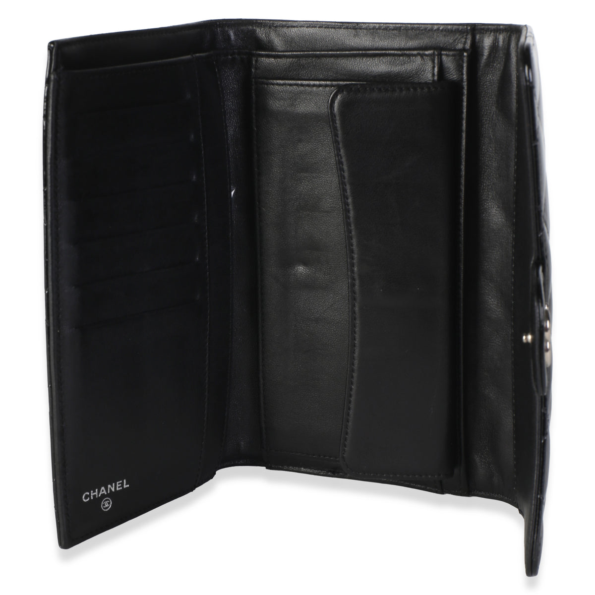 Chanel Black Quilted Patent CC Long Flap Wallet Wallet 8