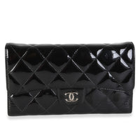 Chanel Black Quilted Patent CC Long Flap Wallet Handbag id
