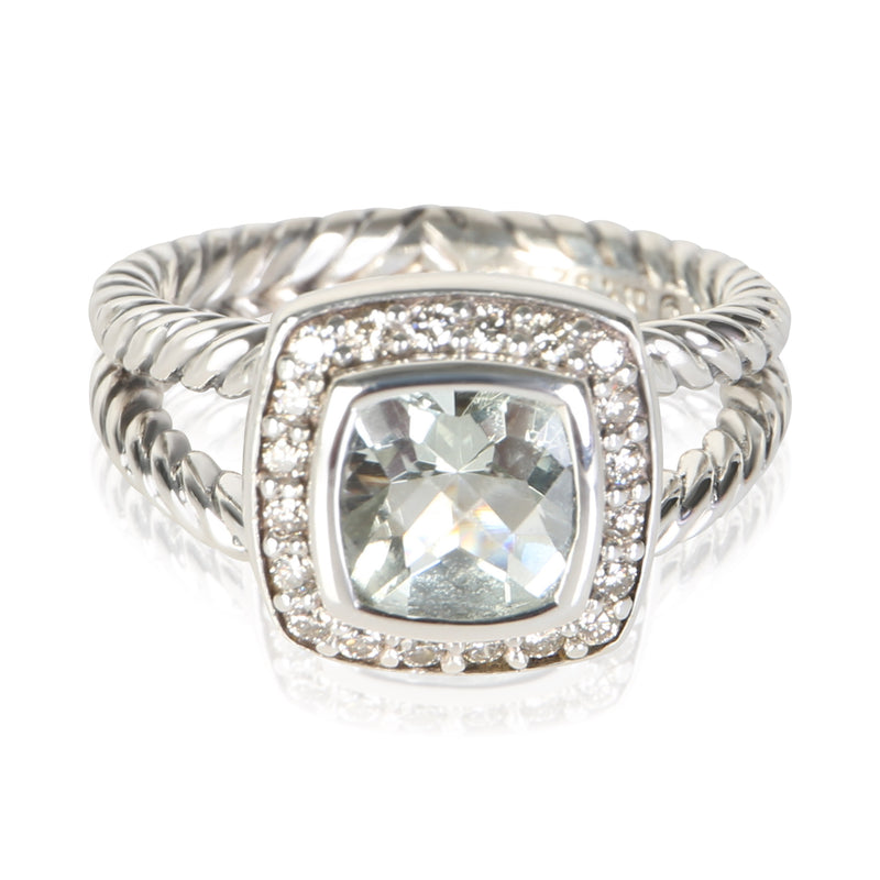 David Yurman Sterling Silver Prasiolite and Diamond Petite Albion Ring fv