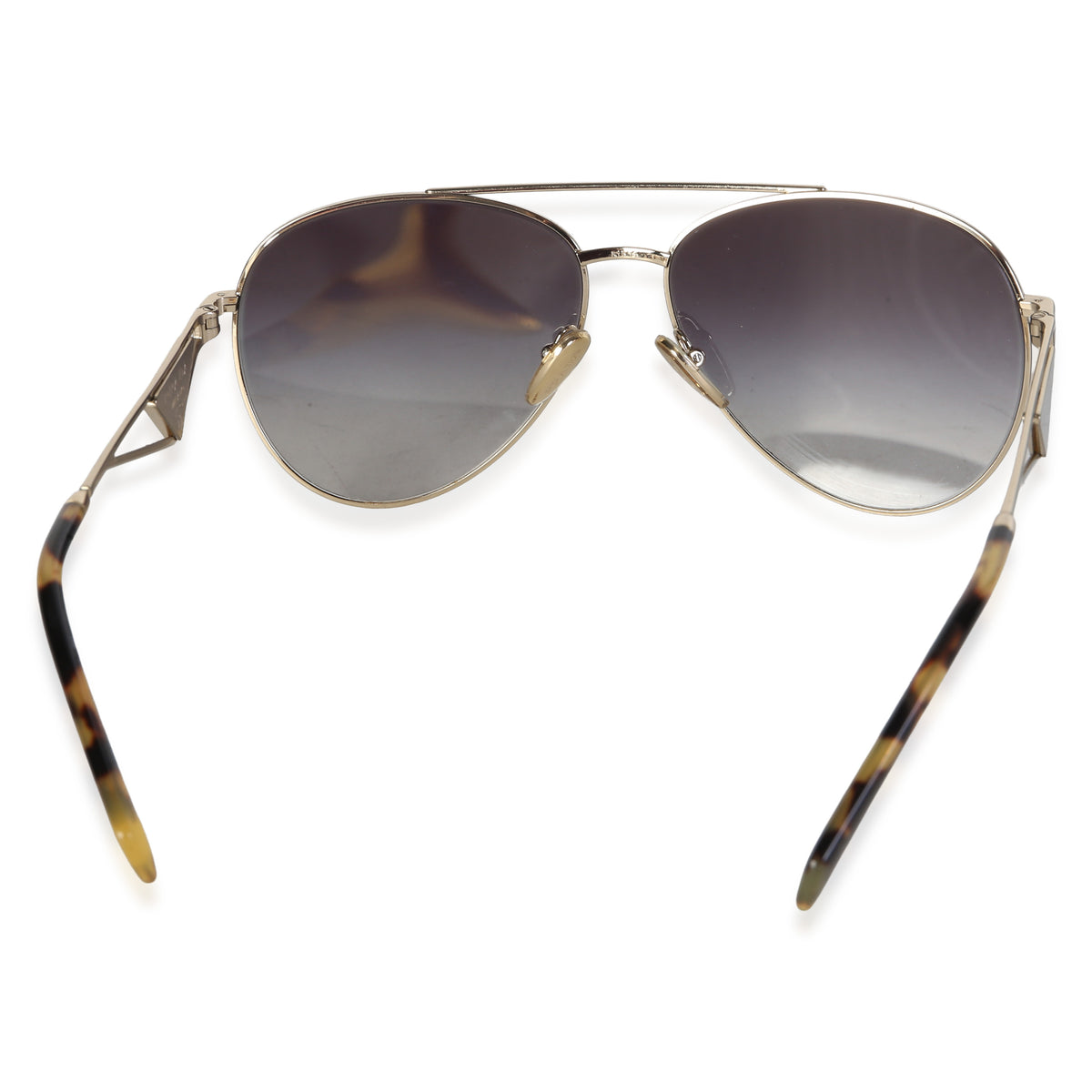 Prada Gold Metal Triangle Logo Aviator Sunglasses 4