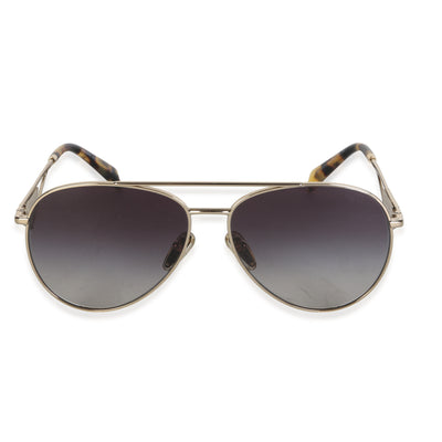 Prada Gold Metal Triangle Logo Aviator Sunglasses fv