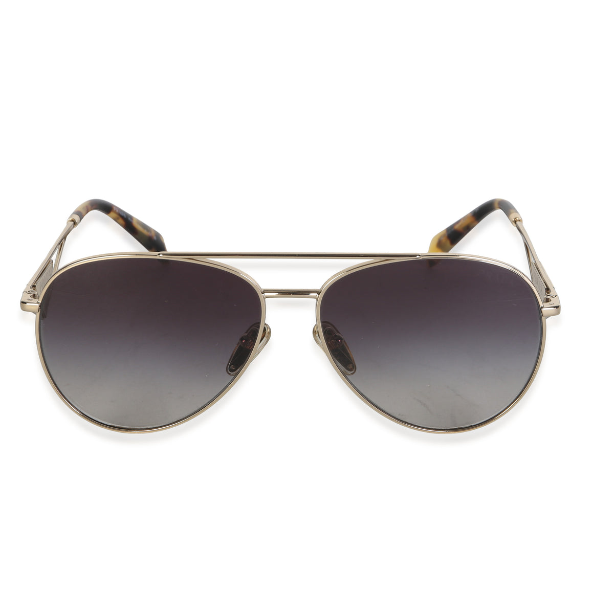 Prada Gold Metal Triangle Logo Aviator Sunglasses fv