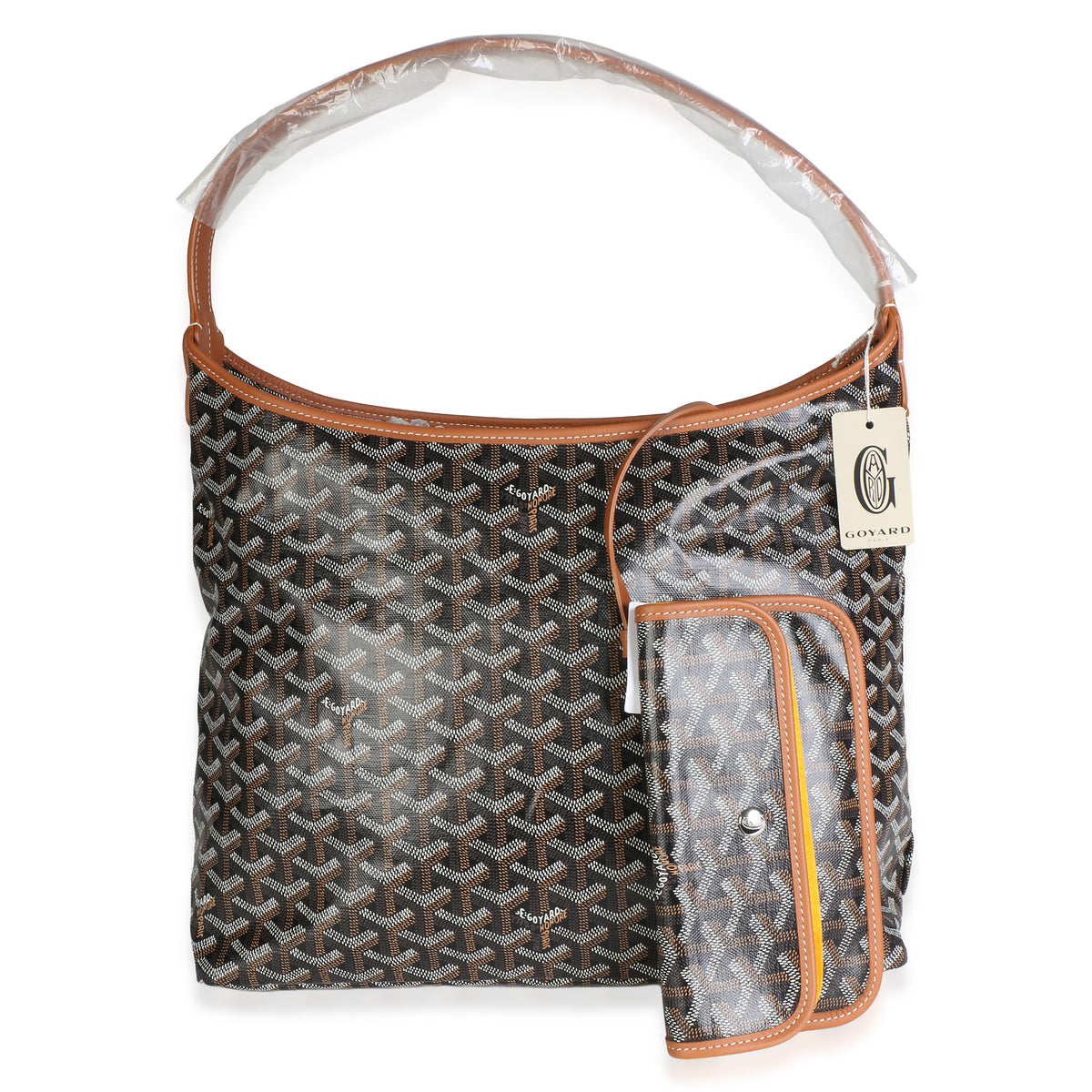 Goyard Black Tan ine Canvas Boheme Hobo Handbag 8