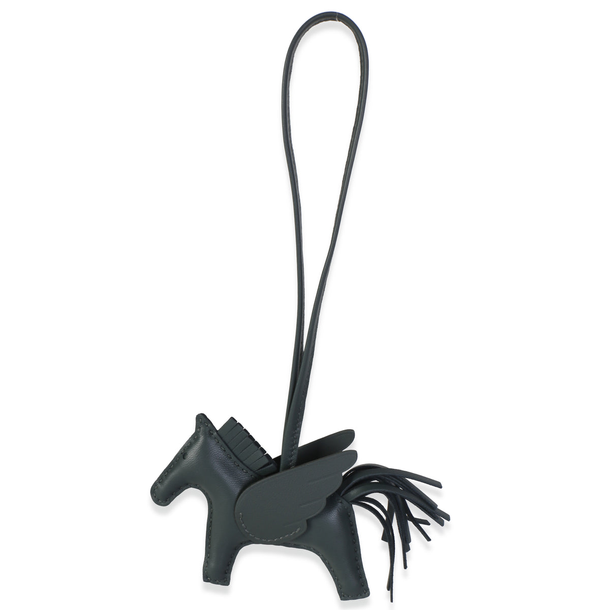 Hermès Vert Mangrove Milo Lambskin Rodeo Bag Charm PM fv