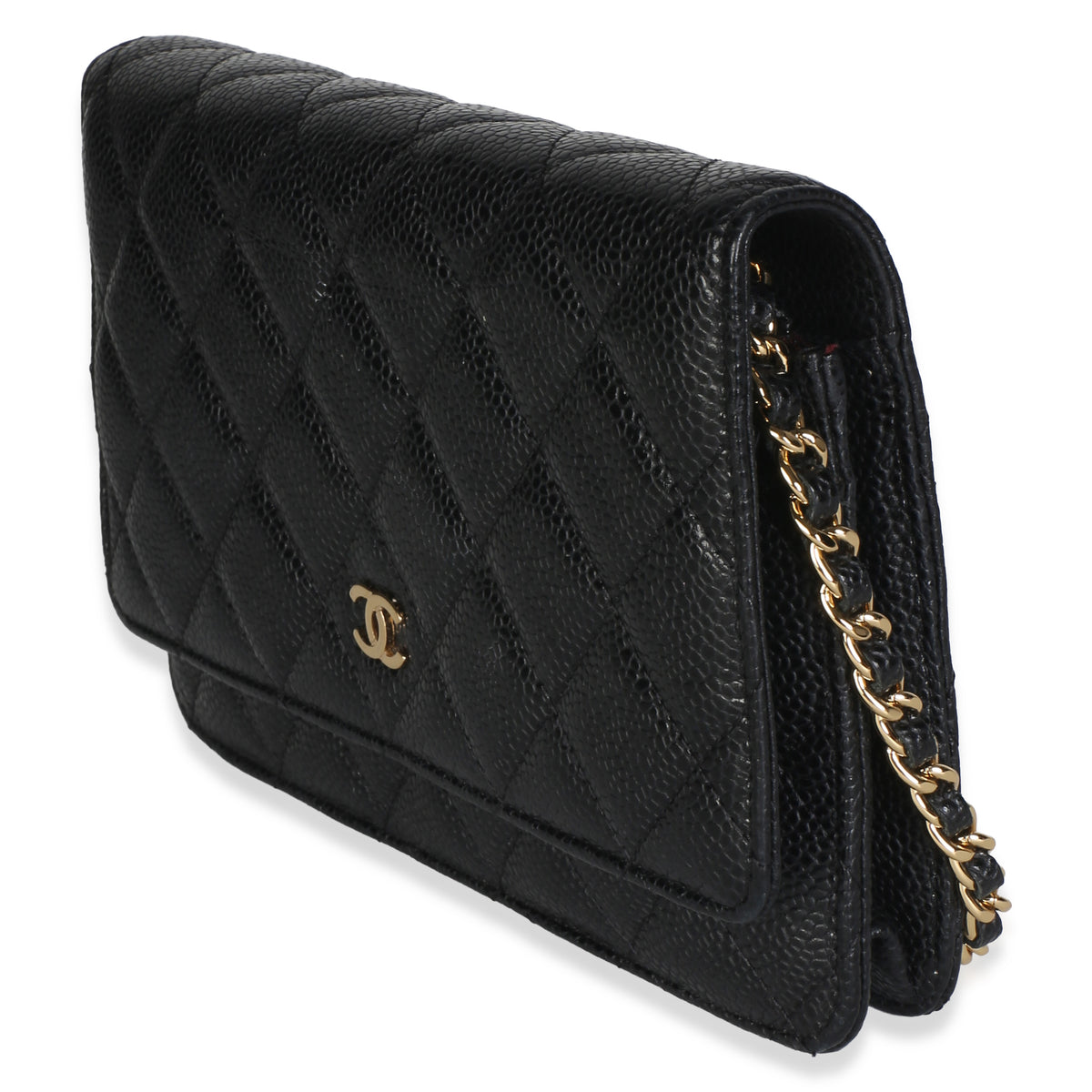 Chanel Black Quilted Caviar Classic Wallet On Chain Handbag 2