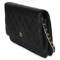 Chanel Black Quilted Caviar Classic Wallet On Chain Handbag 2