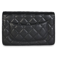 Chanel Black Quilted Caviar Classic Wallet On Chain Handbag 4