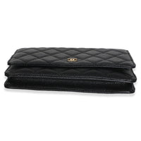 Chanel Black Quilted Caviar Classic Wallet On Chain Handbag 5