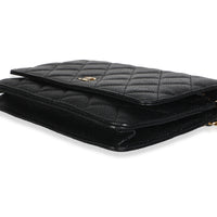 Chanel Black Quilted Caviar Classic Wallet On Chain Handbag 6