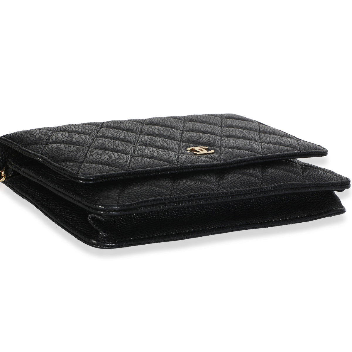 Chanel Black Quilted Caviar Classic Wallet On Chain Handbag 7
