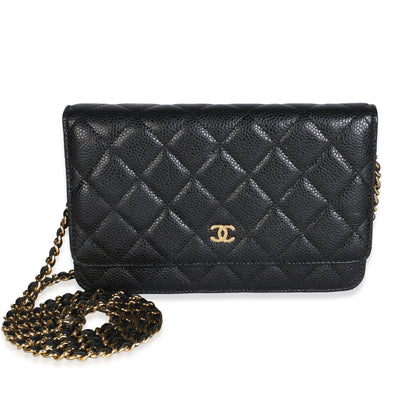 Chanel Black Quilted Caviar Classic Wallet On Chain Handbag id