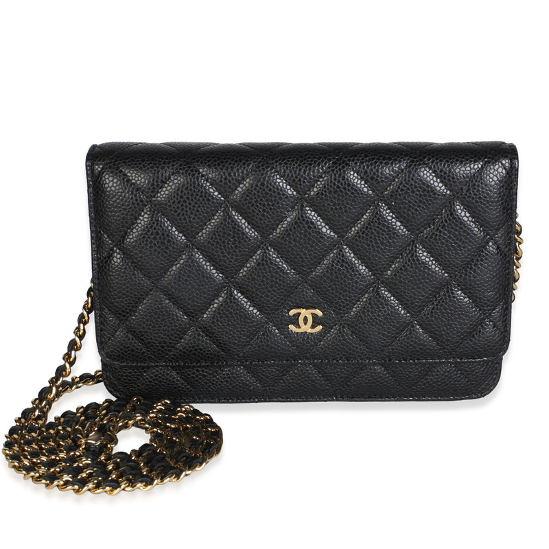 Chanel Black Quilted Caviar Classic Wallet On Chain Handbag id