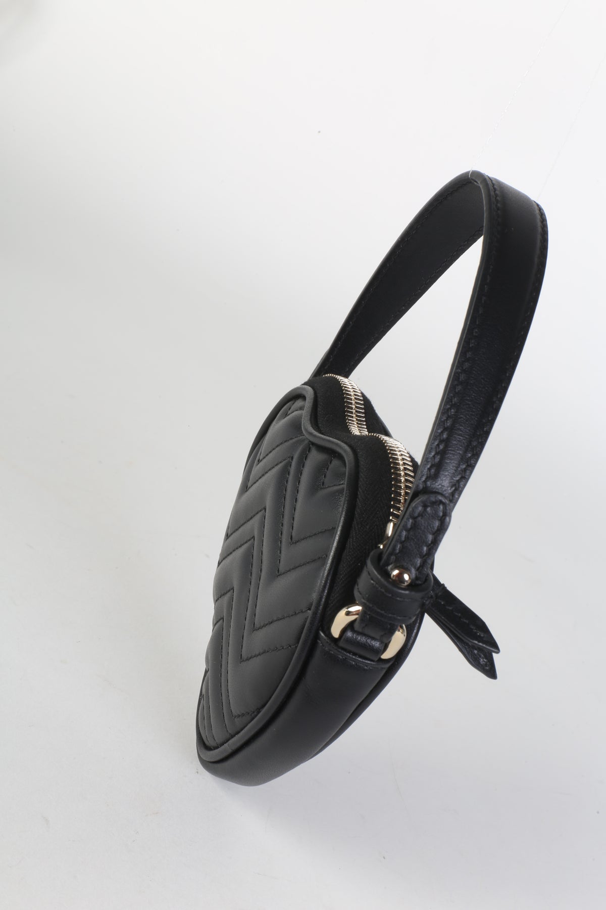 Gucci Black Matelasse Calfskin Mini Marmont Heart Bag Handbag id