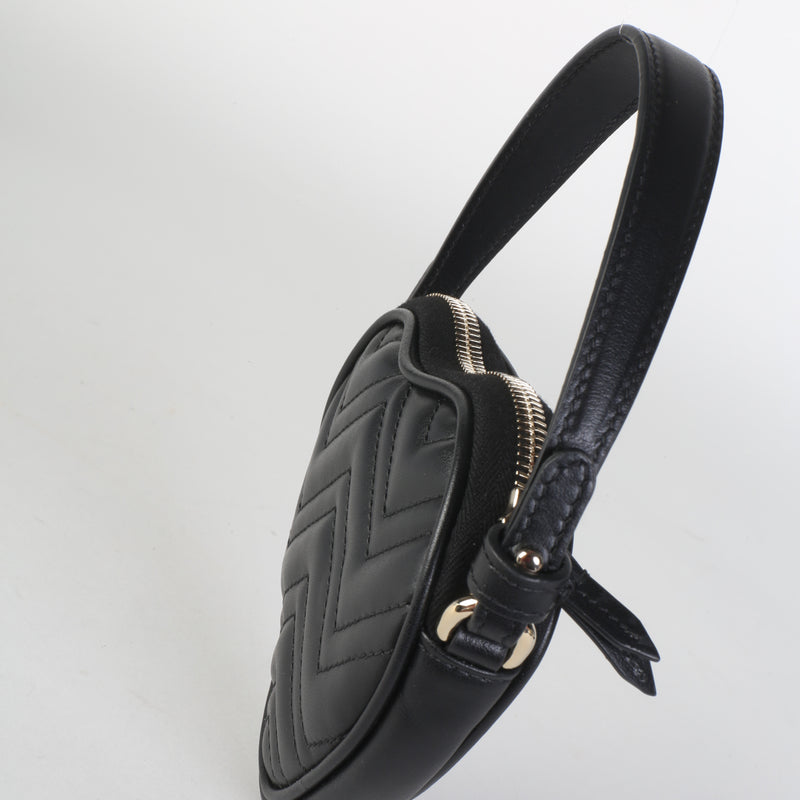 Gucci Black Matelasse Calfskin Mini Marmont Heart Bag Handbag id