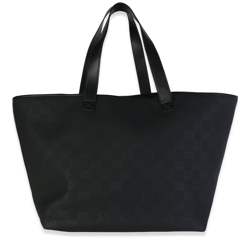 Gucci Black Embossed Rubber Effect Large Edge Tote Bag Handbag id
