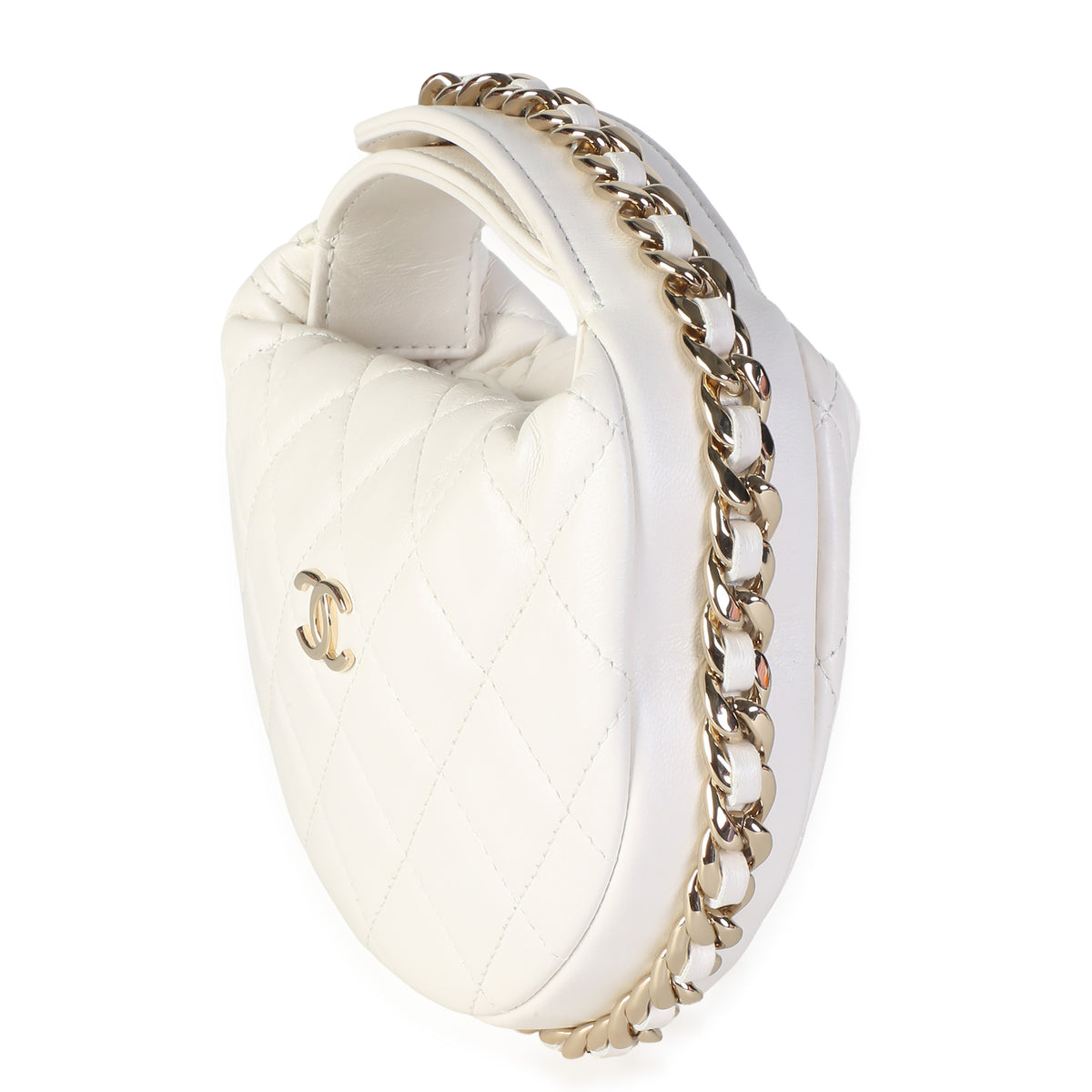 Chanel White Quilted Lambskin Chain Around Mini Pouch Handbag 2