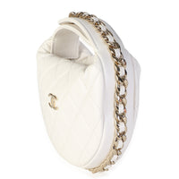 Chanel White Quilted Lambskin Chain Around Mini Pouch Handbag 2