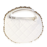 Chanel White Quilted Lambskin Chain Around Mini Pouch Handbag 4