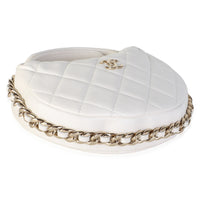 Chanel White Quilted Lambskin Chain Around Mini Pouch Handbag 7
