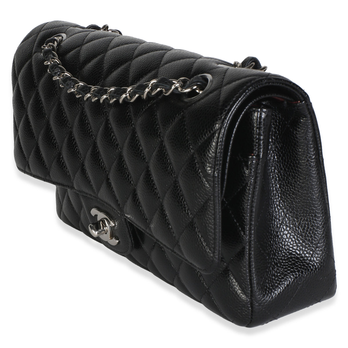 Chanel Black Quilted Caviar Medium Classic Double Flap Bag Handbag 2