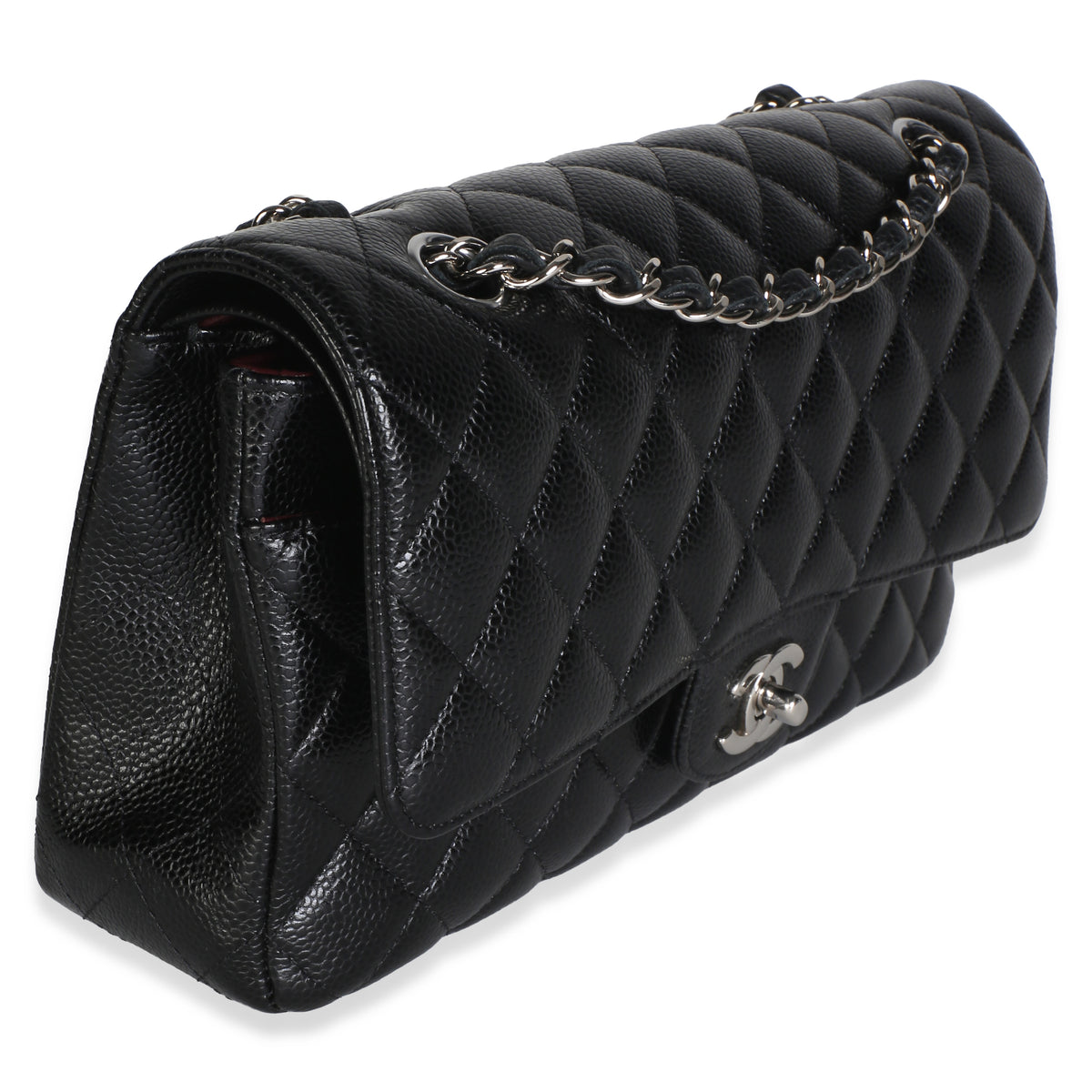 Chanel Black Quilted Caviar Medium Classic Double Flap Bag Handbag 3