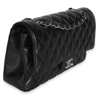 Chanel Black Quilted Caviar Medium Classic Double Flap Bag Handbag 3
