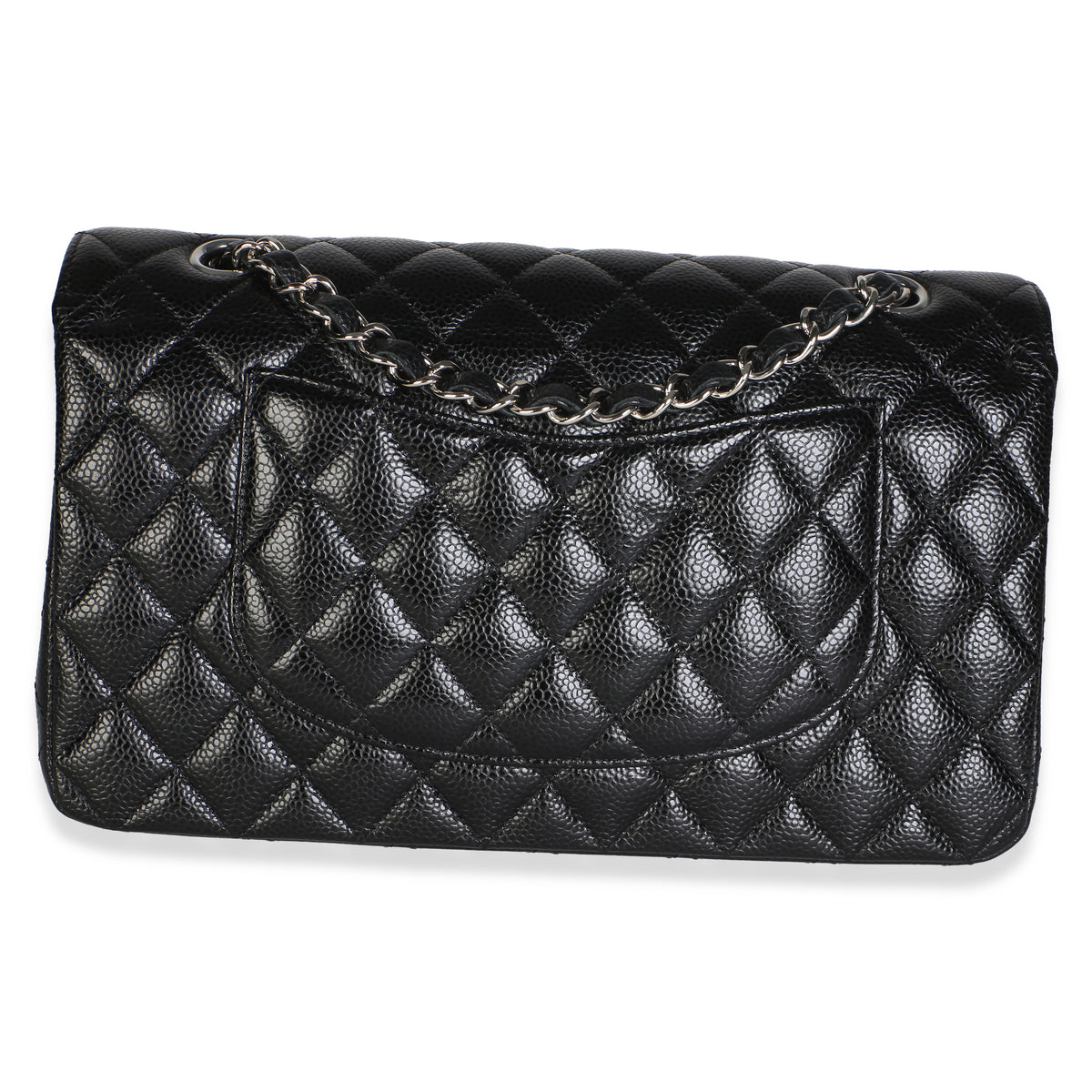 Chanel Black Quilted Caviar Medium Classic Double Flap Bag Handbag 4