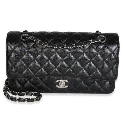 Chanel Black Quilted Caviar Medium Classic Double Flap Bag Handbag id
