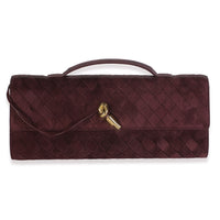 Bottega Veneta Deep Mahogany Supple Intrecciato Suede Andiamo Clutch Handbag id