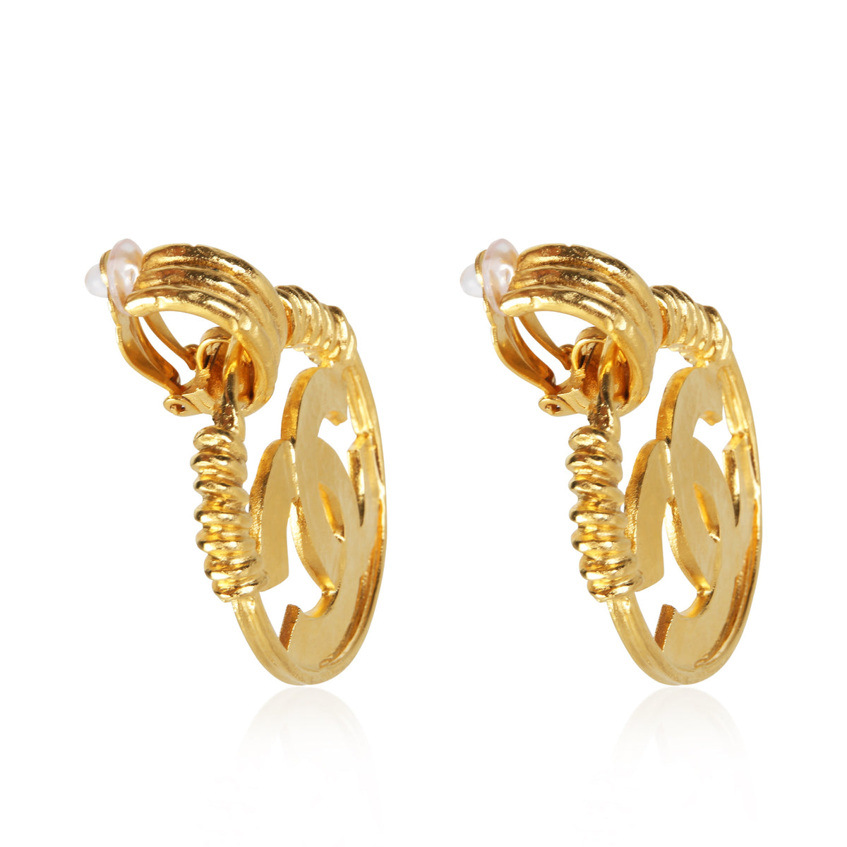 Chanel Gold Plated 2004 CC Earrings 2