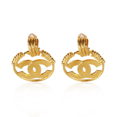 Chanel Gold Plated 2004 CC Earrings fv