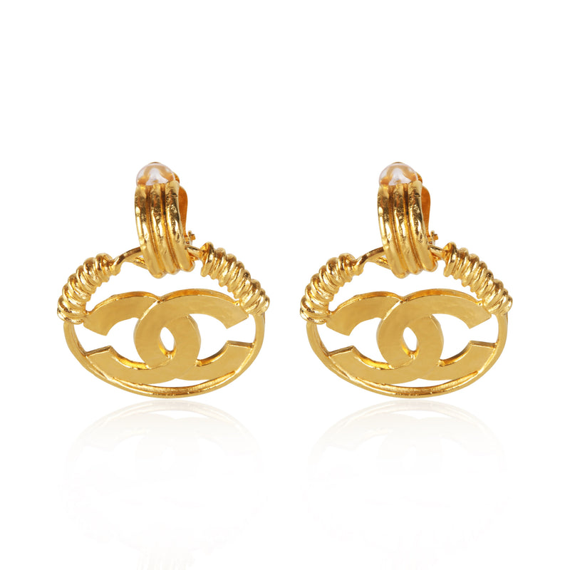 Chanel Gold Plated 2004 CC Earrings fv