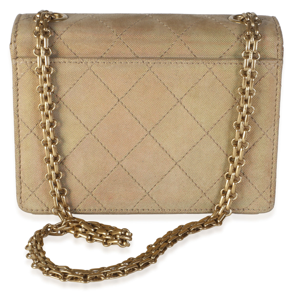 Chanel Vintage Iridescent Gold Quilted Suede Reissue Mini Flap Bag Handbag 4