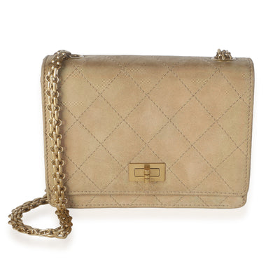 Chanel Vintage Iridescent Gold Quilted Suede Reissue Mini Flap Bag Handbag id