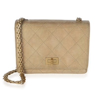 Chanel Vintage Iridescent Gold Quilted Suede Reissue Mini Flap Bag Handbag id