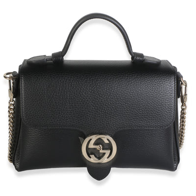 Gucci Black Dollar Calfskin Interlocking G Top Handle Shoulder Bag Handbag id