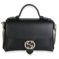 Gucci Black Dollar Calfskin Interlocking G Top Handle Shoulder Bag Handbag id