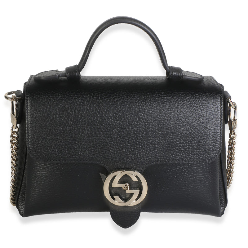 Gucci Black Dollar Calfskin Interlocking G Top Handle Shoulder Bag Handbag id