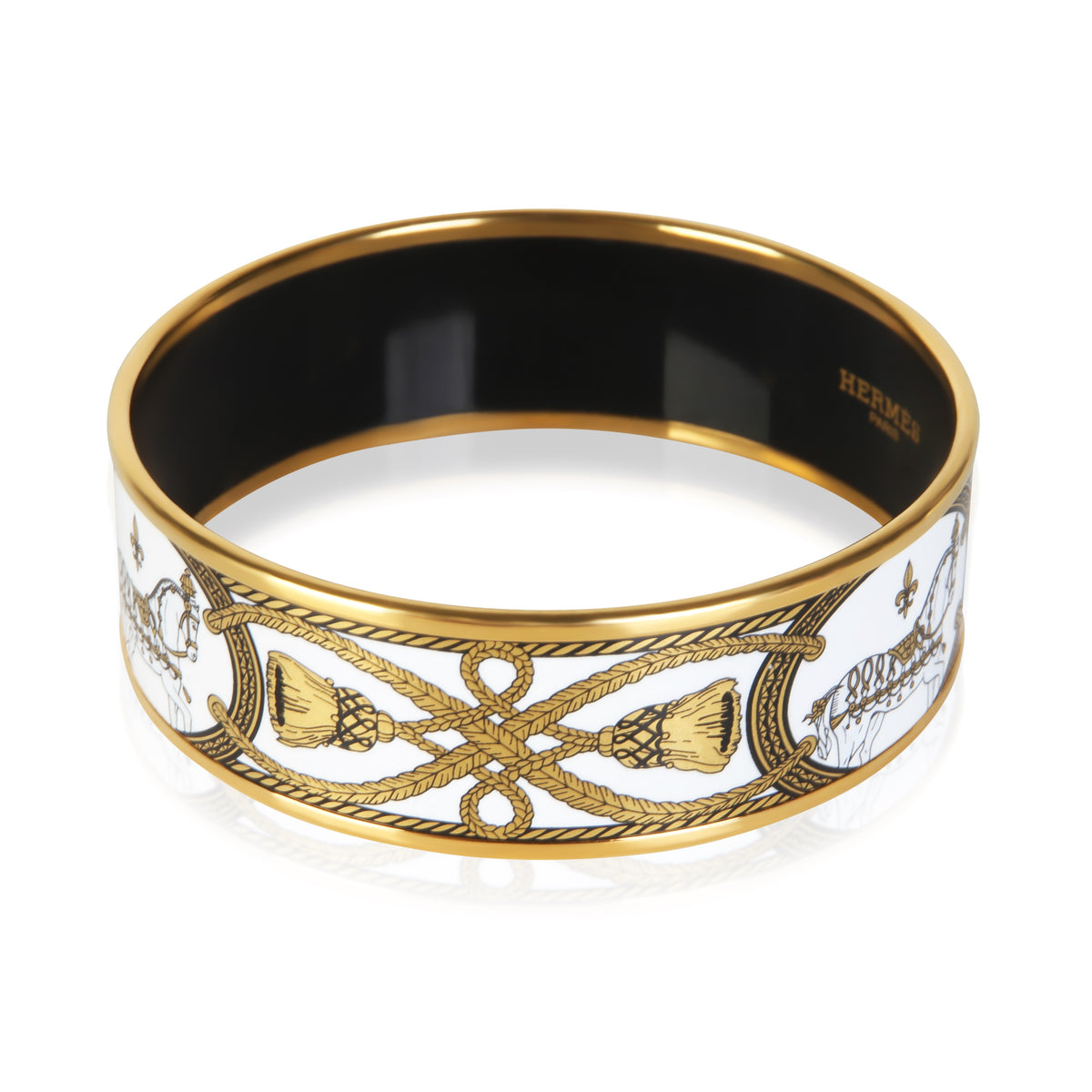 Hermès Gold Plated Grand Apparat Wide Enamel Bracelet 2