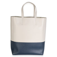 Celine Navy Beige Grained Calfskin Small Vertical Bi Cabas Tote Handbag 4