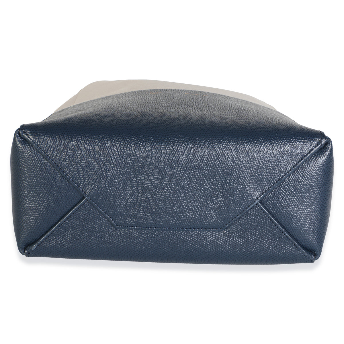 Celine Navy Beige Grained Calfskin Small Vertical Bi Cabas Tote Handbag 5
