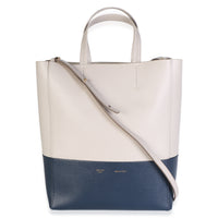 Celine Navy Beige Grained Calfskin Small Vertical Bi Cabas Tote Handbag 8