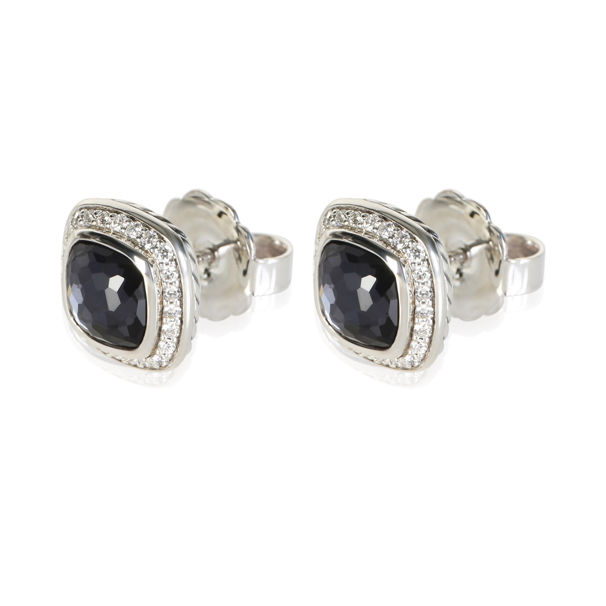 David Yurman Sterling Silver Diamond Black Orchid Albion Earrings 2
