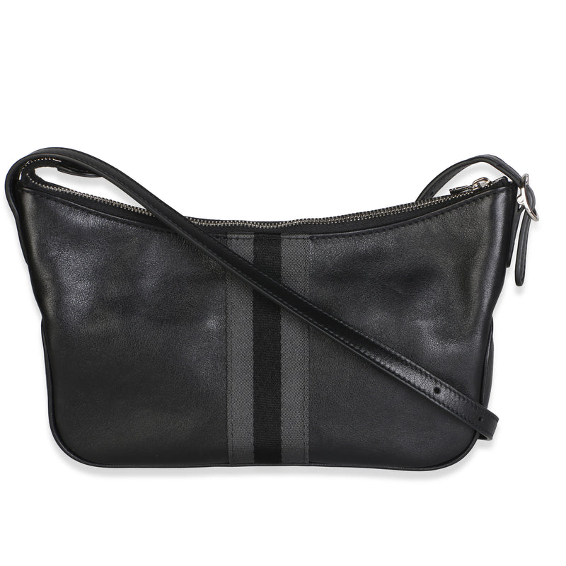 Gucci Black Calfskin Web Small Lunetta Crossbody Bag Handbag id