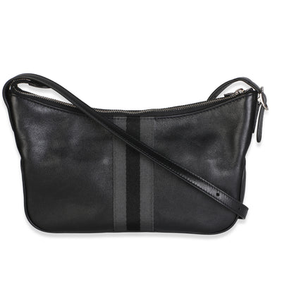 Gucci Black Calfskin Web Small Lunetta Crossbody Bag Handbag id